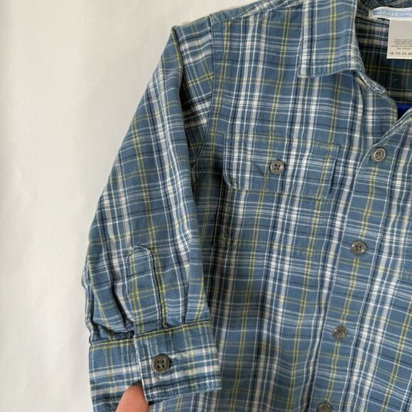 Janie & Jack Shirt Baby Boy 18 to 24 Months Blue Plaid Long Sleeve Button Up - Picture 4 of 6